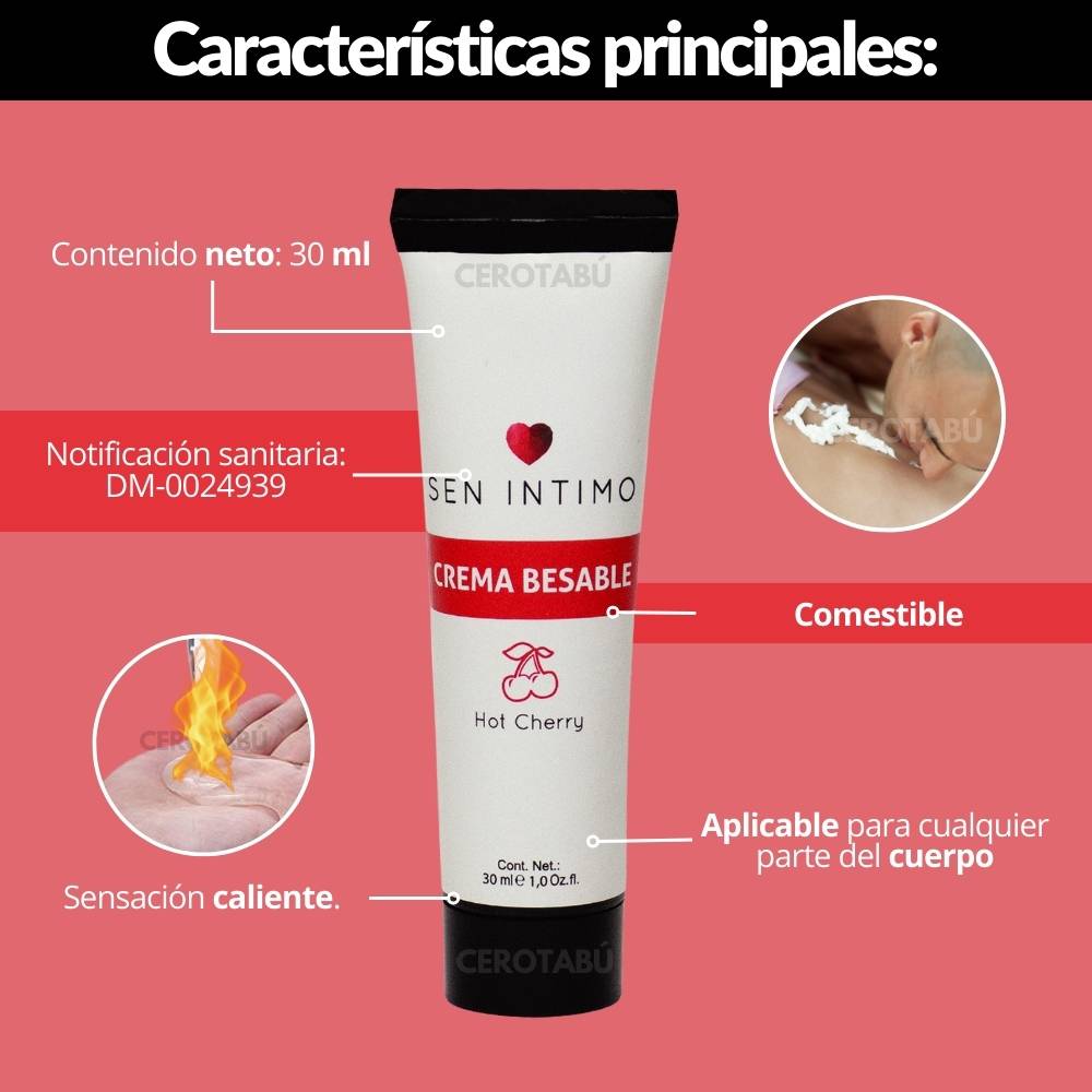 Crema Comestible Besable Hot Cherry Senintimo Para Sexo Oral 30ml